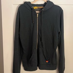 Aviator Nation bolt hoodie in charcoal with metallic gold bolt